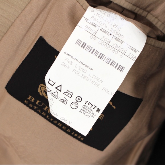 Burberry Prorsum Crinkle Linen Tan Double Breasted Blazer Jacket Coat Large NEW - Picture 7 of 7